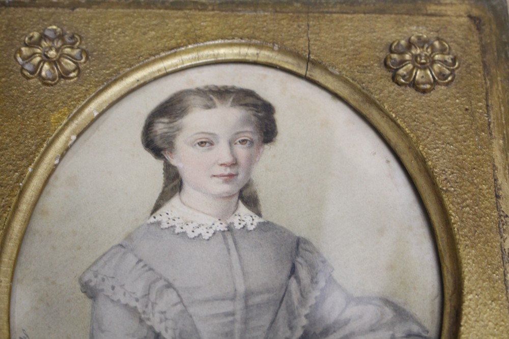 Sophie Mittler (19th century), watercolour, Portrait of a lady, signed, 19 x 14.5cm